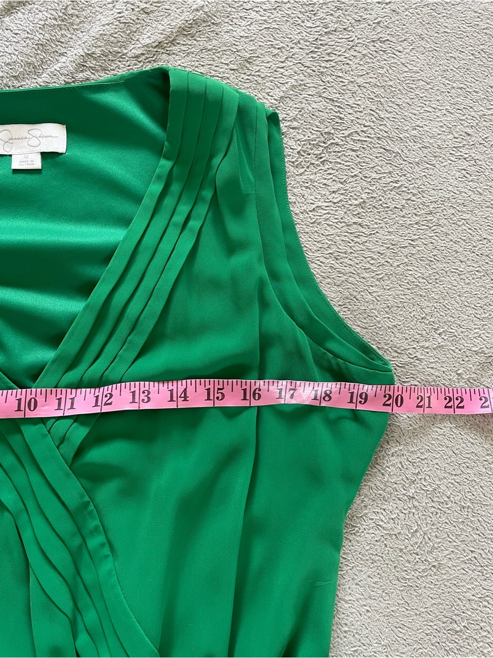Jessica Simpson Kelly Green Sleeveless Pleated Maxi Dress Size 12 Wedding Guest - Picture 8 of 12